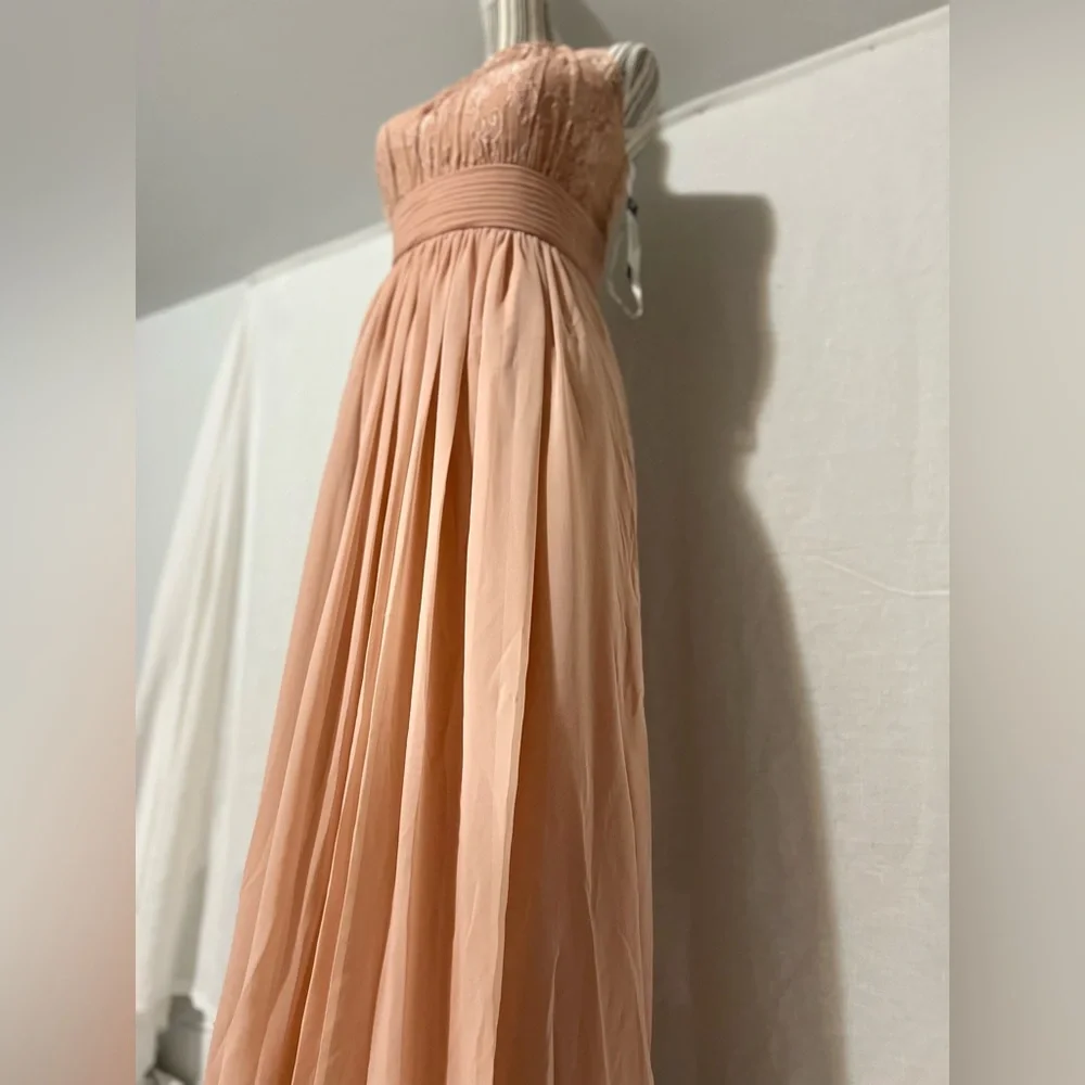 Sonsiya Blush Pink Lace Chiffon Maxi Dress Size 12 Formal Gown NWT - Picture 8 of 12